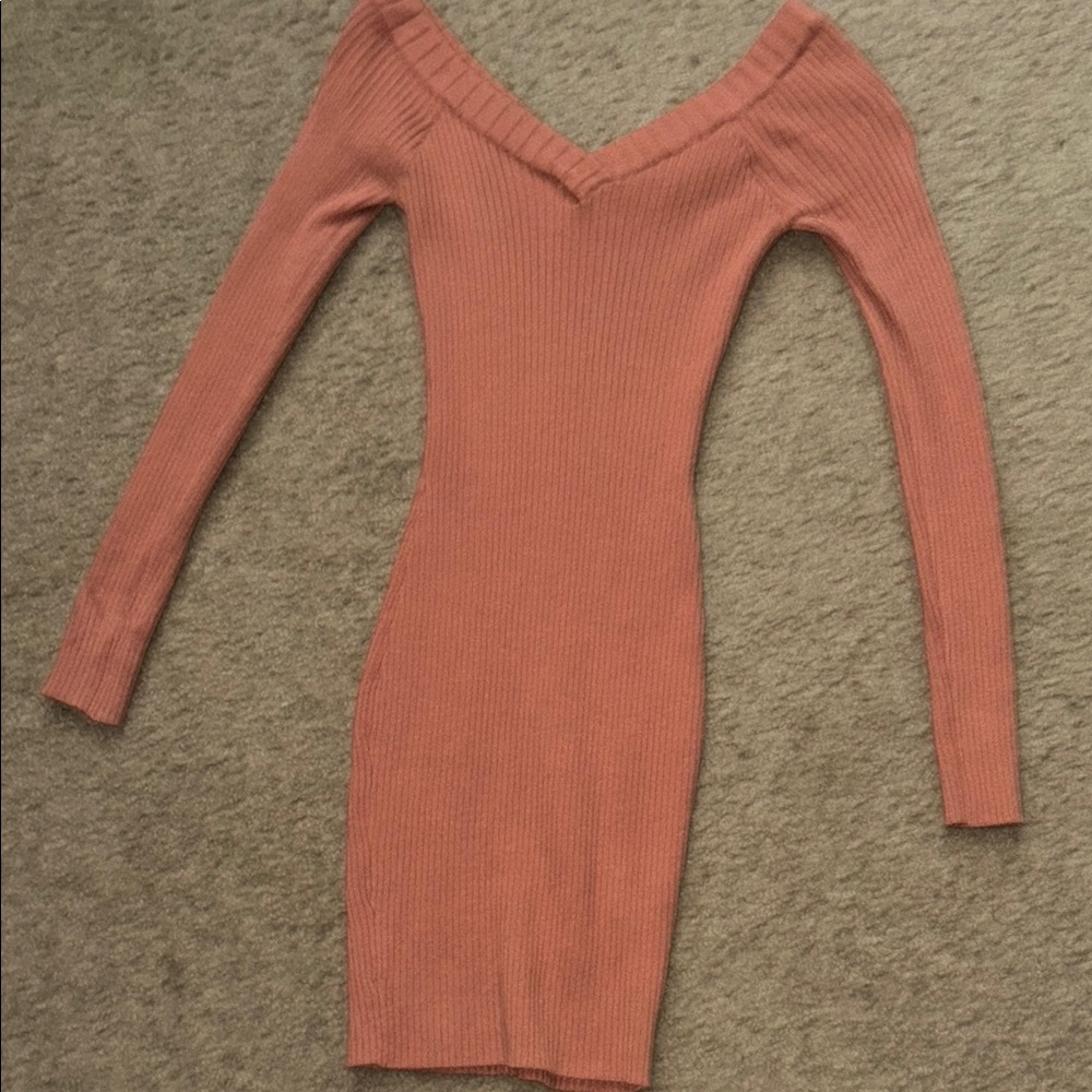 Windsor burnt orange Ribbed Dress in Rust